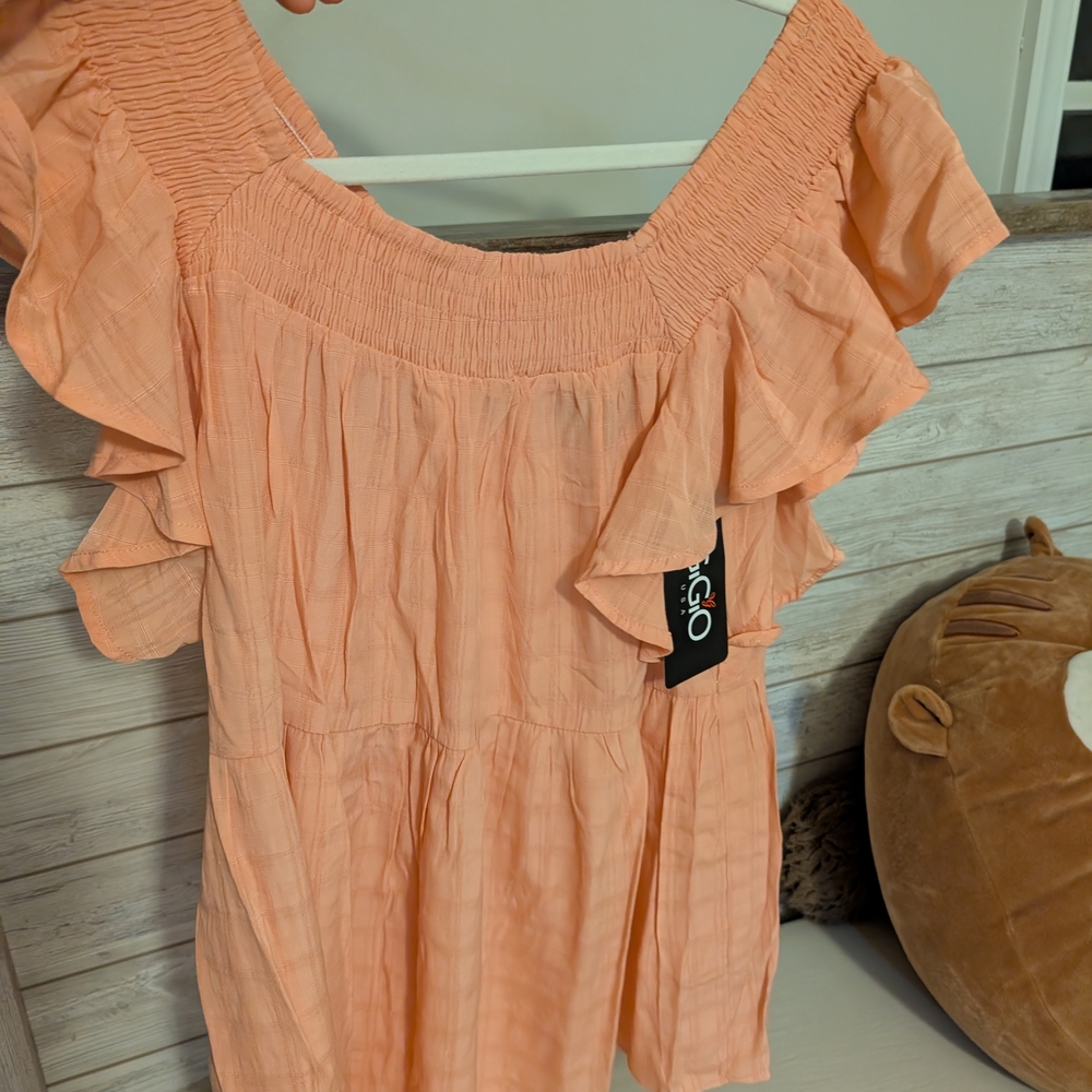 Xhilaration Coral Ruffle Blouse